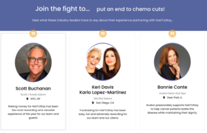 Three hair industry professionals share testimonials about supporting HairToStay, an organization that helps cancer patients access scalp cooling to reduce hair loss from chemotherapy. - Intercoiffure Canada America